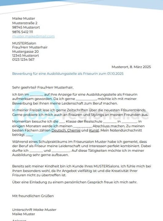 Bewerbung Friseur Ausbildung: Kostenlose Vorlagen & Tipps