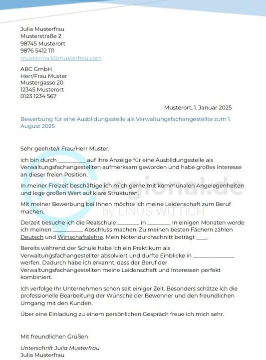Bewerbung Verwaltungsfachangestellte Ausbildung: Kostenlose Vorlagen und Tipps