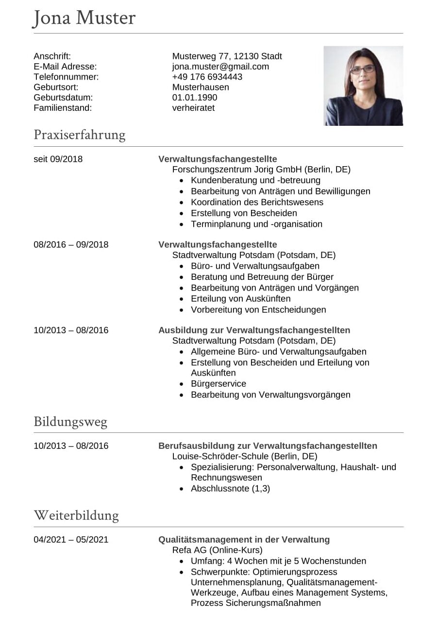 Bewerbung Verwaltungsfachangestellten: Kostenlose Muster und Vorlagen Download