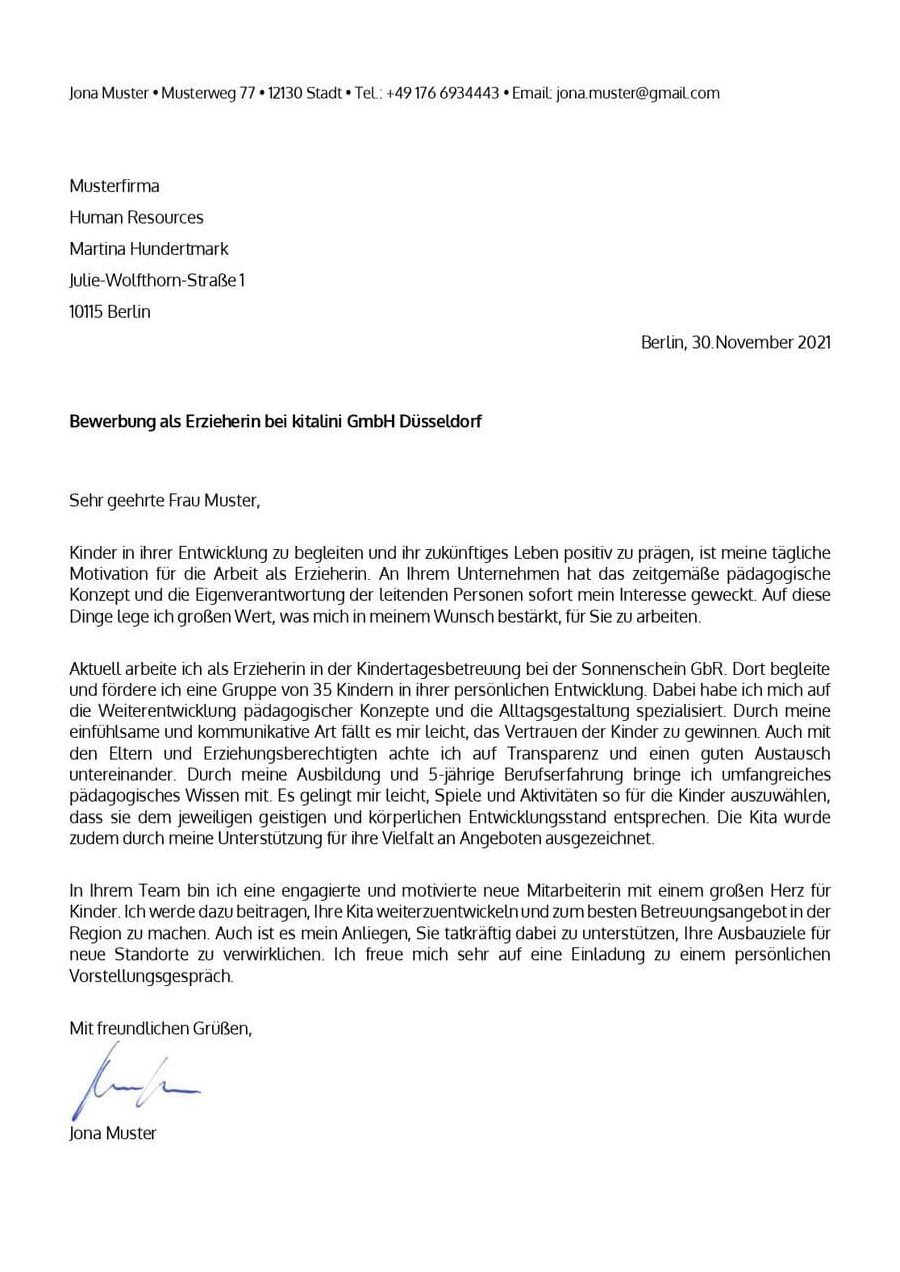 Erzieher Bewerbung: Kostenlose Muster und Vorlagen für Downloads