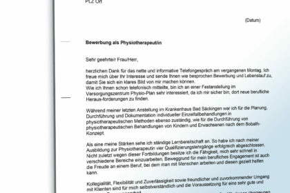 Physiotherapeut Ausbildung: Kostenlose Bewerbungsvorlagen & Tipps