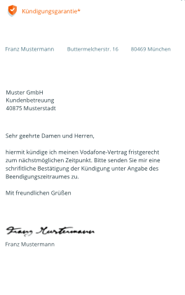 Bestätigung Erhalt der Kündigung: Kostenlose Vorlage zum Download - Haftpflichtversicherung