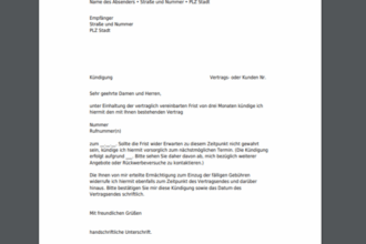 Brillenversicherung Fielmann kündigen - Kostenlose Vorlage PDF zur einfachen Kündigung