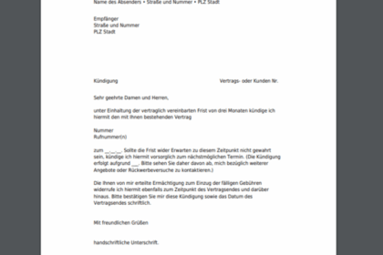 Brillenversicherung Fielmann kündigen - Kostenlose Vorlage PDF zur einfachen Kündigung