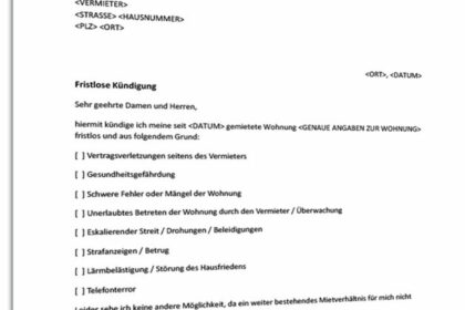 Fristlose Kündigung wegen Mietrückstand: Kostenlose PDF-Download verfügbar