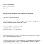 Kündigung in der Probezeit krank - Kostenlose Vorlage zum Download verfügbar