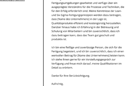 Muster Bewerbung Produktionsmitarbeiter: Kostenlose Vorlagen & Tipps