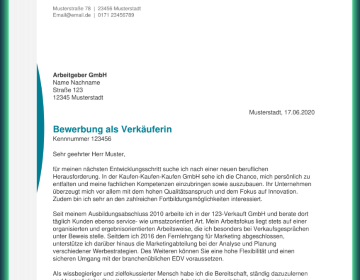 Muster für Minijob-Bewerbung im Verkauf: Kostenlose Downloads & Vorlagen