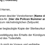 Vorlage Kündigung bei Todesfall: Kostenlose Muster für schnelle Abwicklung.