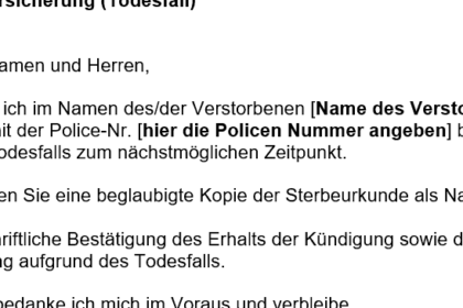 Vorlage Kündigung bei Todesfall: Kostenlose Muster für schnelle Abwicklung.