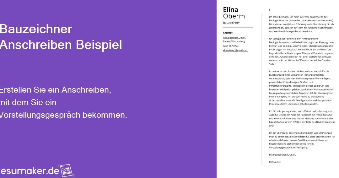 Bauzeichner Bewerbung: Kostenlose Vorlagen und Tipps zum Download