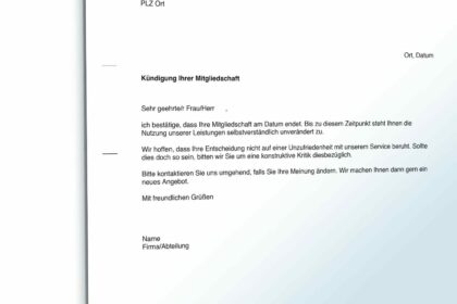 Bestätigung der Kündigung: Gratis Vorlage zum Download für die formale Bestätigung