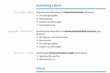 Vorlage Bewerbung Bürokauffrau Download kostenlos