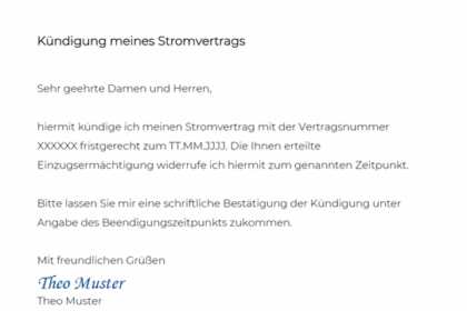 Vorlage Kündigung Gasvertrag herunterladen: Musterformular für einfache Vertragsbeendigung