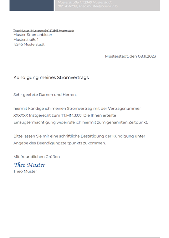 Vorlage Kündigung Gasvertrag herunterladen: Musterformular für einfache Vertragsbeendigung