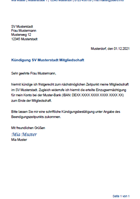 Kündigung der Mitgliedschaft im Verein: Schnelles & Einfaches Formular zum Download
