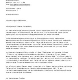 Anschreiben Erzieher Bewerbung