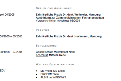 bewerbung zahnmedizinische fachangestellte praxiswechsel