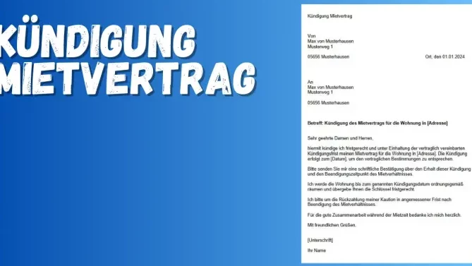 Mietvertrag kündigen per Mail: Vorlage für die schriftliche Kündigung zum Download