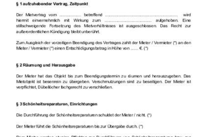 Vorzeitige KÃ¼ndigung Mietvertrag: Kostenlose Vorlage fÃ¼r das KÃ¼ndigungsschreiben - PDF Download
