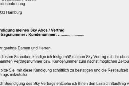 Abo-Service der DÃ¼sseldorf KÃ¼ndigen: Kostenlose Vorlage zum Download | Vertrag beenden in wenigen Schritten