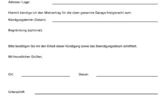 Garage kÃ¼ndigen durch Vermieter: Kostenlose Vorlage hier herunterladen!