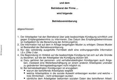 KÃ¼ndigung AnhÃ¶rung Betriebsrat: Formular zur reibungslosen Abwicklung nutzen