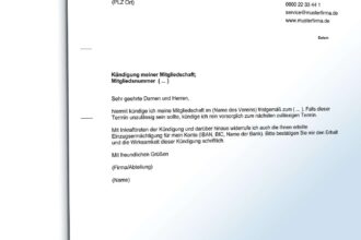 KÃ¼ndigung beim Sportverein: Muster Vorlage fÃ¼r die schnelle und einfache KÃ¼ndigung
