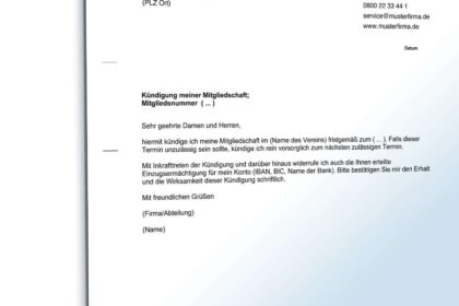 KÃ¼ndigung beim Sportverein: Muster Vorlage fÃ¼r die schnelle und einfache KÃ¼ndigung