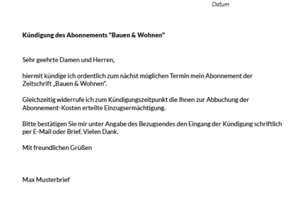 KÃ¼ndigung rÃ¼ckgÃ¤ngig machen: Kostenlose Vorlage fÃ¼r die KÃ¼ndigungswiderruf-Formular