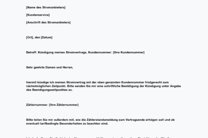 Kündigung Strom bei Umzug: Kostenlose Vorlage zum Download bereit! Kündigung Strom bei Umzug: Kostenlose Vorlage zum Download bereit!