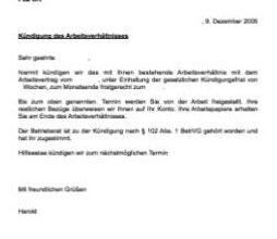 Kurzarbeit KÃ¼ndigung: Kostenlose Vorlage fÃ¼r die rechtskonforme Beendigung.