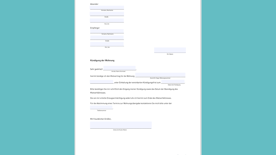 Kündigung eines Leasingvertrages: Kostenlose Vorlage zum Download Kündigung eines Leasingvertrages: Kostenlose Vorlage zum Download