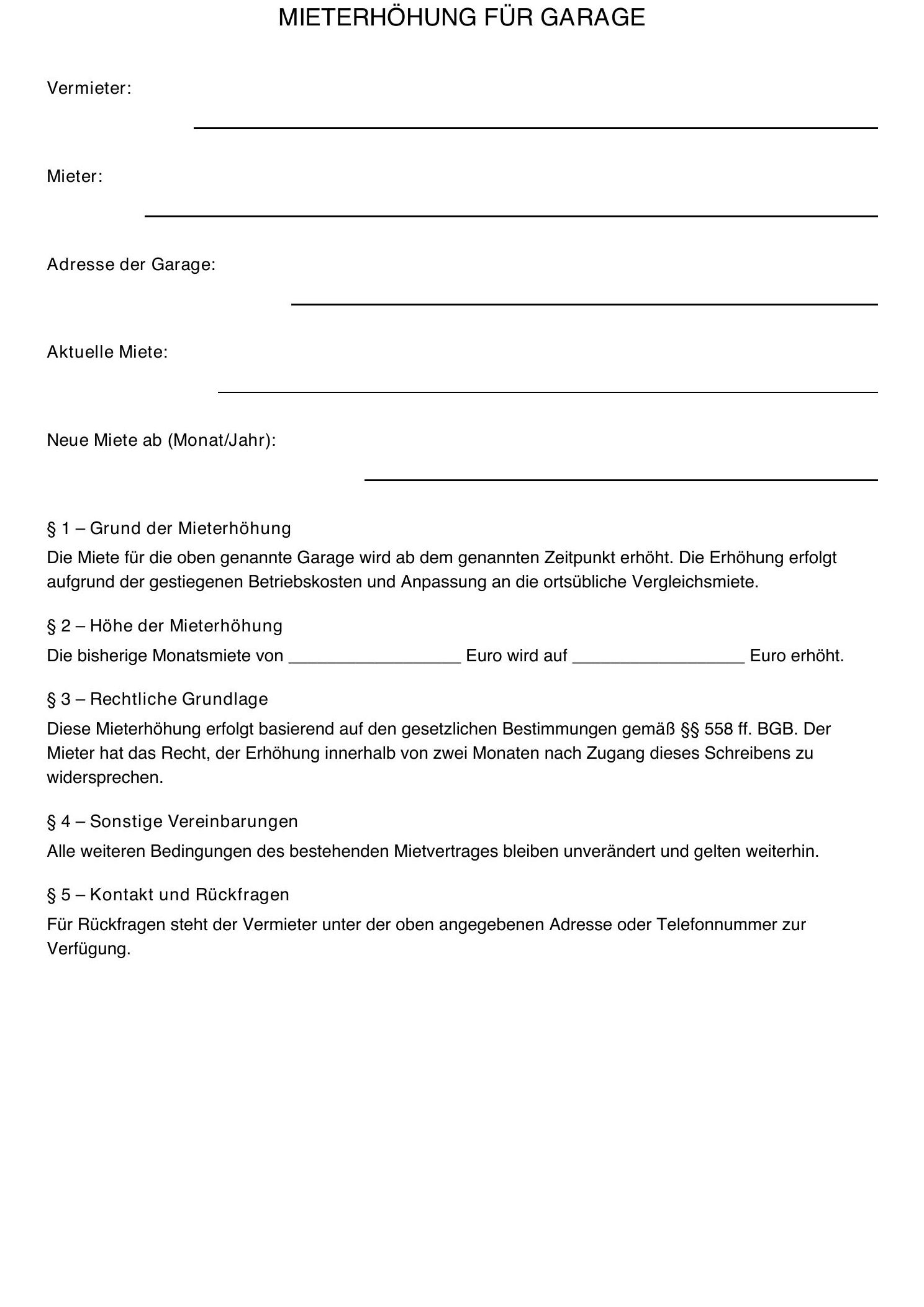 KÃ¼ndigung von Garagen: Muster-Vorlage fÃ¼r die reibungslose Ã„nderung der Vermietung