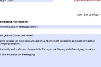 Vorlage KÃ¼ndigung Abo: Kostenlose Muster und Tipps zum einfachen Download