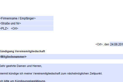 KÃ¼ndigung im Verein schreiben: Kostenlose Vorlage fÃ¼r die einfache Abwicklung
