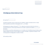 KÃ¼ndigung Untermietvertrag Vorlage - Kostenlose Vorlage zur einfachen KÃ¼ndigung als PDF herunterladen