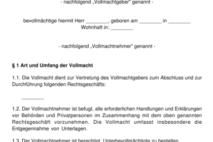 KÃ¼ndigung Vollmacht Vorlage: Kostenlose Muster zum Download