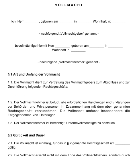 KÃ¼ndigung Vollmacht Vorlage: Kostenlose Muster zum Download